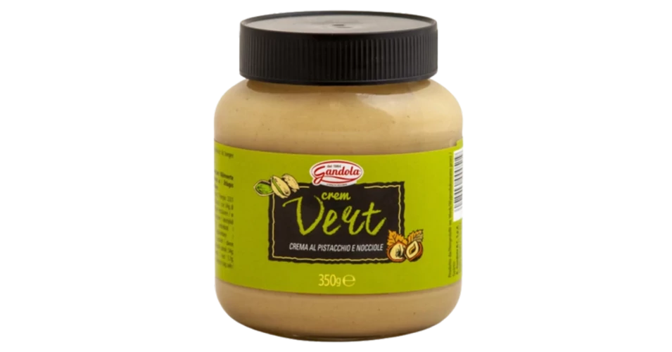 Cremă Tartinabilă cu Fistic și Alune de Pădure Gandola Crem Vert, 350g.